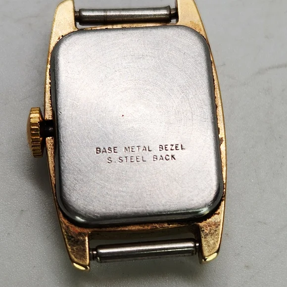 Vtg Timex  Ladies Manual Wind Up 60s Watch Working Gold Tone Red Mcm Retro Tank Vtg TimexLadies Manual Wind Up 60s Watch Working Gold Tone  main image 2